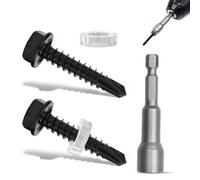 Lot de 50 Vis Autoforeuse Metal, Vis Autoperforante 4,8 x 19 MM Acier Tôle Fixation Bac Acier Kit Fixation Plaque Avec Rondelles Clé à Douille Hexagonale