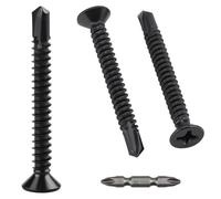 Lot de 50 vis autoperceuses cruciformes à tête plate en acier inoxydable 410 pour métal, revêtement noir, auto-taraudeuse, avec embout de tournevis cruciforme PH2