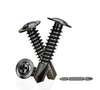 Lot de 50 vis autotaraudeuses à tête gaufrette M4,2 x 32 mm pour tôle, vis autotaraudeuses en acier inoxydable, oxyde noir, avec clé de tournevis