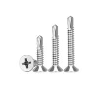 Lot de 50 vis autotaraudeuses à tête plate haute résistance en acier inoxydable 410#8 M4.2 for tôle(4.2x 13 50PCs)