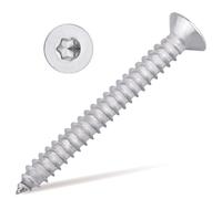 Lot de 50 vis autotaraudeuses à tête plate Torx à tête plate en acier inoxydable 304 18-8 #10 x 6,5 cm, couverture complète du filetage