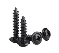 Lot de 50 vis autotaraudeuses M4 x 14 mm noires - Vis à tête filetée avec fente croisée (Phillips) pour bois, métal et plastique PUNTO ES LIGHTING