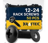 Lot de 50 vis de rack en acier carbone avec rondelles en nylon pour supports de serveur, supports audio, matériel de montage et rails de rack Matériel de montage pour studios d'enregistrement et étagère AC Infinity