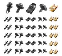 Lot de 50 vis et boulons de voiture | Kit de fixations de dessous de plateau avec clips métalliques | Colliers de serrage en U et fixations en plastique | Pour garde-boue Fender Accessoires de