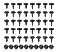 Lot de 50 vis M5 x 16 mm auto-frapper avec tête à bride, en acier inoxydable noir, champignon, éléments de fixation ronds, vis modifiées pour tôle, planche à pâtes et bois