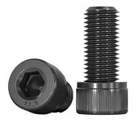 Lot de 50 vis noires M4 x 20 à tête bombée avec six pans creux ISO 7380, niveau 12,9, filetage complet