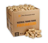 Lot de 500 allume-feu en laine de bois naturel fabriqué à partir de bois et de cire, longue durée de combustion jusqu'à 10 minutes, idéal pour les brûleurs à bois, barbecue, cheminée et feux de camp