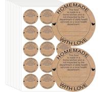 Lot de 500 autocollants « Cottage Food Law » faits maison avec amour - 5,1 cm - Étiquettes de déclaration d'inspection de cuisine fabriquées à la maison - Autocollants personnalisés pour bocaux de