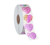 Lot de 500 autocollants cœur pailleté rose métallisé, étanche, réfléchissants mariage, Saint-Valentin (3,5 cm chacun)