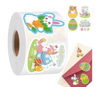 Lot de 500 Autocollants de Pâques pour, Papier décoratif avec œufs et Lapins, 8 Motifs Autocollants imperméables pour Pâques, pour enveloppe, Cahier, Anniversaire, fête, Bouteille, Portable