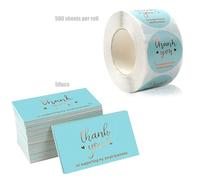 Lot de 500 autocollants de remerciement ronds de 3,8 cm de diamètre et 50 cartes de remerciement de 5,1 x 8,9 cm pour soutenir ma petite entreprise