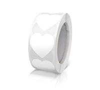 Lot de 500 autocollants en forme de cœur blanc - 25 mm - Petit format - Code couleur - Pour mariage, scrapbooking, cadeaux