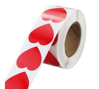 Lot de 500 autocollants en forme de cœur rouge - 25 mm - Petit rouleau d'autocollants en forme de cœur - Code couleur - Pour mariage, scrapbooking, cadeaux