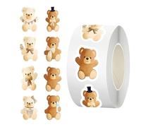 Lot de 500 autocollants en forme d'ours mignons - Autocollants qui ne se décolorent pas pour ordinateur portable, ordinateur portable, bloc-notes, réutilisables et amusants - Pour