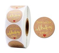 Lot de 500 autocollants en papier kraft de 2,5 cm avec inscription « Thank You for Celebrating with US » pour mariage, scrapbooking, emballage