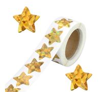Lot de 500 autocollants étoiles - 2,5 cm - Paillettes - Autocollants holographiques dorés - Récompense - Pour décoration de Noël (doré)