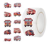 Lot de 500 autocollants imperméables pour camion de pompiers, décoration de fête d'anniversaire de bébé, étiquettes de sacs à friandises, étiquettes pour carnet et enveloppe