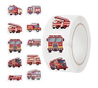 Lot de 500 autocollants imperméables pour | Camion de pompiers et véhicules | Fournitures de fête amusantes de dessin animé, décoration de scrapbooking et de cahier, autocollants de récompense
