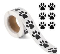 Lot de 500 Autocollants Imprimés de Pattes, 2,5 cm Autocollants de Pattes de Chat Chiot Chien pour Livres Ordinateurs Portables Bouteilles Enveloppes Fournitures Artisanales (Noir)