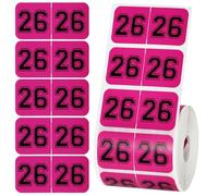 Lot de 500 autocollants pour tableau des années 2026, 1,9 x 3,8 cm, 26 étiquettes autocollantes pour dossiers, enveloppes, fournitures de bureau (rose rouge)