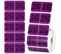 Lot de 500 autocollants pour tableau des années 2026, 1,9 x 3,8 cm, 26 étiquettes autocollantes pour dossiers, enveloppes, fournitures de bureau (violet foncé)