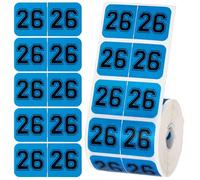 Lot de 500 autocollants pour tableau des années 2026, 1,9 x 3,8 cm, 26 étiquettes autocollantes pour dossiers, enveloppes, fournitures de bureau (bleu)
