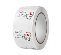 Lot de 500 autocollants ronds Baked with Love pour sacs de boulangerie, étiquettes d'emballage personnalisées pour emballage de Noël