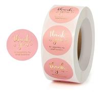 Lot de 500 autocollants ronds en papier avec inscription « Thank You » - 2,5 cm - Rose - Pour cadeaux de remerciement, mariage, anniversaire, fête, emballage cadeau