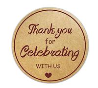 Lot de 500 autocollants ronds en papier kraft avec inscription « Thank You for Celebrating with Us » pour enveloppes d'invitation pour mariage, fête prénatale, fête