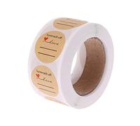 Lot de 500 autocollants ronds en papier kraft de 25 mm faits à la main avec inscription « Love »