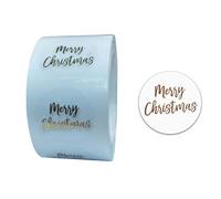 Lot de 500 autocollants ronds « Merry Christmas » - Transparents - Pour sceller des boîtes cadeaux - Doré