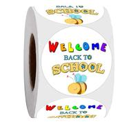 Lot de 500 autocollants « Welcome Back to School », « Happy First Day of School » - 5,1 cm - Pour cartes, enveloppes, invitations, scrapbooking, loisirs créatifs