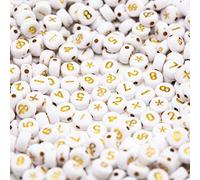 Lot de 500 bracelets en acrylique avec symboles numérotés pour la fabrication de bijoux (doré)
