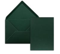 Lot de 500 cartes simples, avec enveloppes, format A6/C6, vert pin, 14,8 x 10,5 cm, sans pli