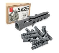 Lot de 500 chevilles universelles, 5 x 25 mm, Chevilles longues