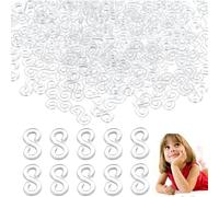Lot de 500 clips de connexion en S - Fermoirs colorés en caoutchouc - Outil de recharge en S - Boucles en plastique pour connecter des bracelets Loom Band - Accessoires de bijoux - Transparent