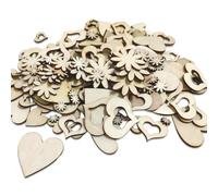 Lot de 500 copeaux de bois décoratifs en forme de cœur, 50 pièces de copeaux de bois floraux, écussons décoratifs faits à la main, pour Noël, mariage, anniversaire