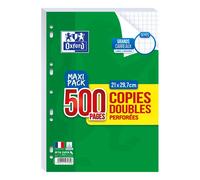 Lot De 500 Copies Doubles Perforées A4 - Grands Carreaux