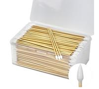 Lot de 500 cotons-tiges de 15,2 cm dans une boîte de rangement - Long coton-tige avec poignée en bambou - Cotons-tiges non pelucheux avec bâtons en bois - Fournitures de nettoyage très absorbantes