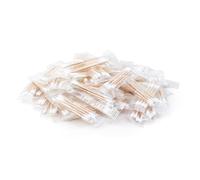 Lot de 500 cotons-tiges, emballés individuellement, bâtons en bois à double pointe pour oreilles, maquillage (4 pièces par sac, 500 sacs, double extrémité ronde)