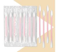 Lot de 500 cotons-tiges emballés individuellement, cotons-tiges de voyage, cotons-tiges pointus en spirale, cotons-tiges à pointe ronde, emballés individuellement à double pointe pour oreille