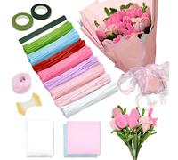 Lot de 500 cure-pipes - 4 couleurs - Pour la fabrication de bouquets, papier floral, rubans, mèches, tiges, fleurs créatives - Rose