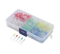 Lot de 500 diodes LED 3 mm et 5 mm, 5 couleurs vert, bleu, jaune, blanc, boîte de assortiment pour Arduino pour Raspberry Pi DIY projets électroniques (3 mm)
