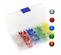 Lot de 500 diodes LED en S - 3 mm et 5 mm - En 5 couleurs - Bleu - Vert - Jaune - Pour Arduino - Pour Raspberry Pi - Projets électroniques DIY avec boîte de rangement (5 mm)