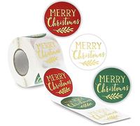 Lot de 500 enveloppes autocollantes Merry Christmas en feuille d'or (5,1 cm)