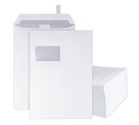 Lot de 500 enveloppes - Format C4 - Format A4 - Avec fenêtre - Enveloppes blanches autocollantes - 229 x 324 mm