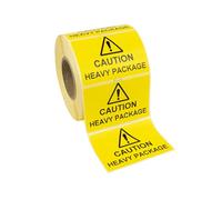 Lot de 500 étiquettes autocollantes 75 mm x 50 mm avec inscription « Caution Heavy Package » Jaune Impression noire Adhésif permanent puissant 500 par rouleau