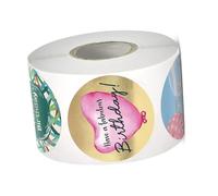 Lot de 500 étiquettes autocollantes en forme de fleurs - 25 mm - Sceau de maman heureuse - Pour enveloppes, boîtes, cartes de fête des mères