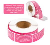 Lot de 500 étiquettes autocollantes pour le droit des aliments de cottage, 5,1 x 2,5 cm, étiquettes roses pour boulangerie maison, mise en conserve, emballage de marché agricole, cuisine à domicile