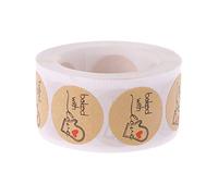 Lot de 500 étiquettes autocollantes rondes en papier kraft pour inscription « Baked with Love »